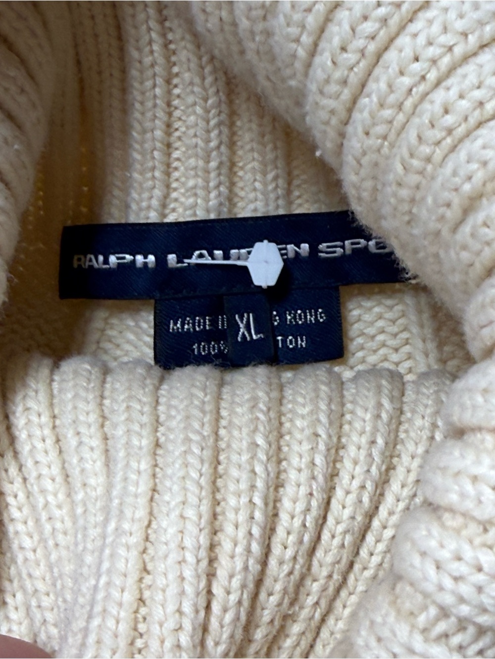 Ralph Lauren Cream Cable Turtleneck Sweater size XL 100% Cotton - Picture 8 of 9